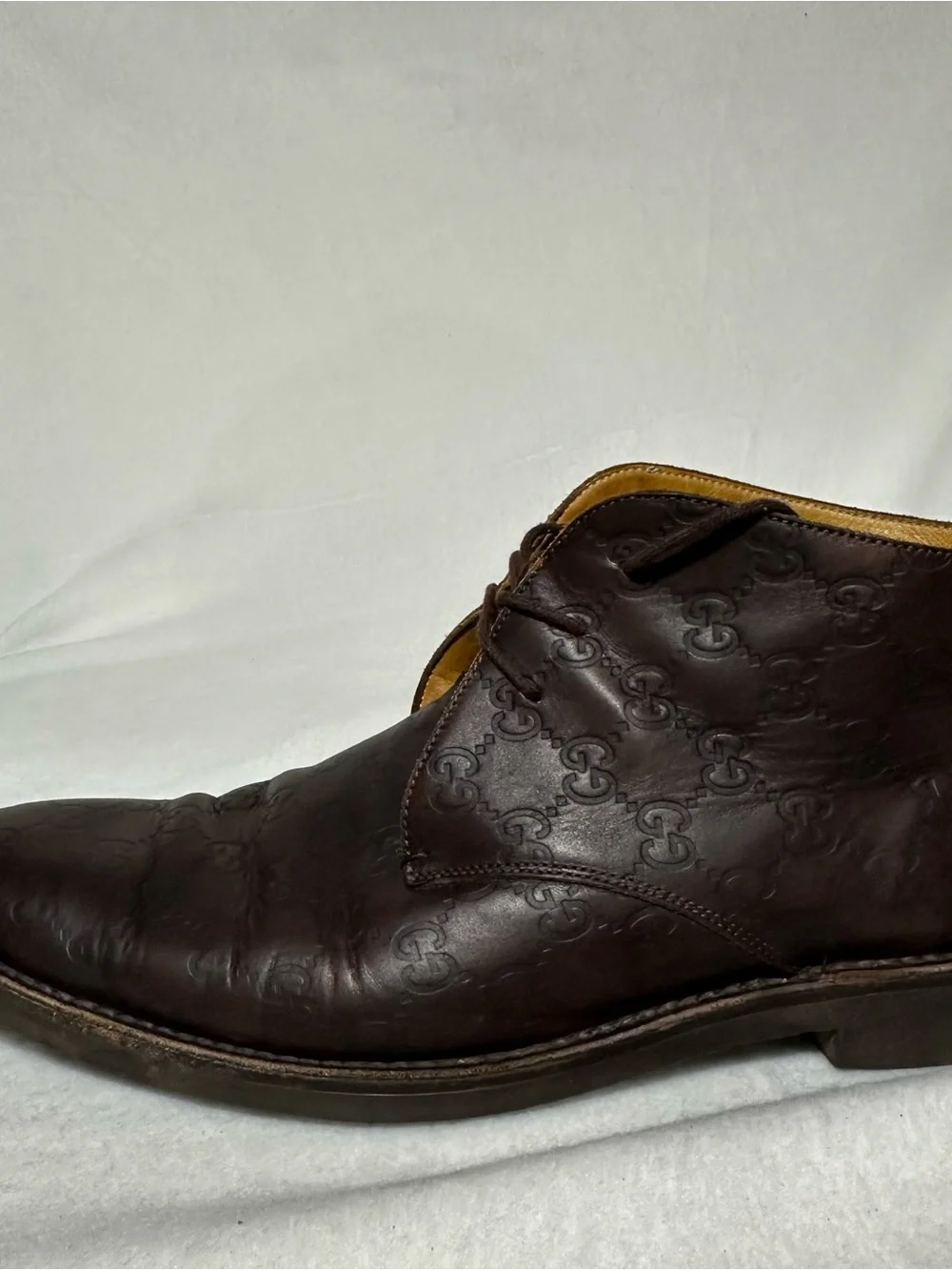 Gucci Men's 12D Brown Leather Desert Boots